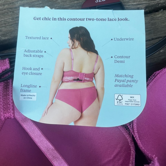 ADORED BY ADORE ME PINK LACE PAPAL LONGLINE DEMI BEA 32B NWT - Picture 8 of 8